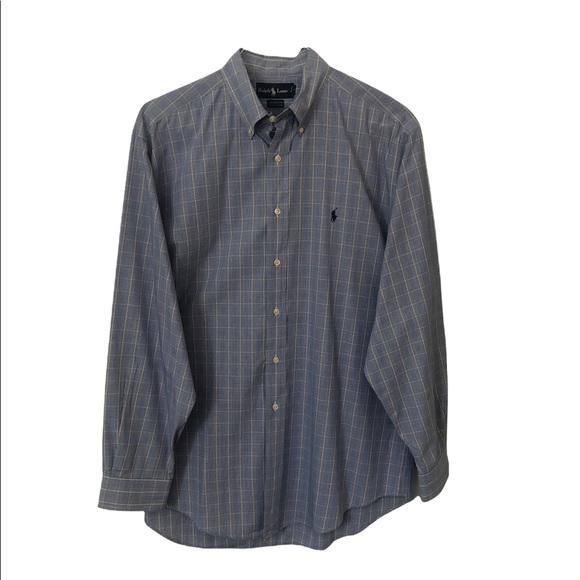 Ralph Lauren Blue Yarmouth Button Down Dress Shirt Sz 16 1/2 34/35 - Picture 5 of 5